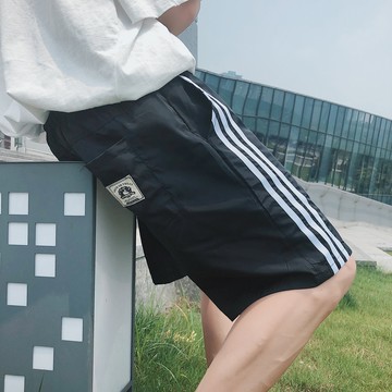 FINDSENSE H1 2018 夏季 新款 男工裝 個性條紋  舒適透氣 鬆緊腰 大碼短褲 五分褲 休閒褲 潮流褲子