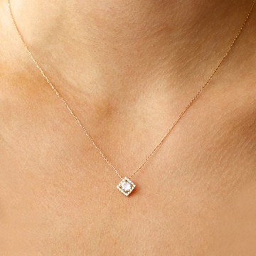 『快速出貨9折』新年送禮❤️【CReAM】Yoshi 925純銀菱形閃耀亮鑽銀色玫瑰金色女項鍊項鏈#禮盒 #浪漫送禮 #生日禮盒 #情人禮物 #生日禮物