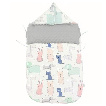 我家寶貝嬰幼兒純棉防驚跳豆豆絨睡袋 厚新生兒抱被含保暖披肩 108 x 52cm  Q萌寵 多色