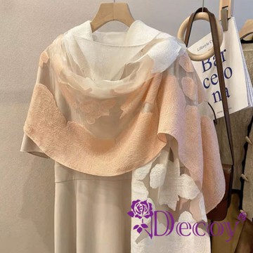 【Decoy】韓版雅致  立體感剪花工藝歐根紗玫瑰長絲巾披肩/顏色可選