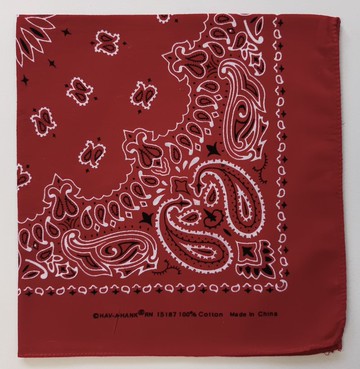 紅色佩斯利頭巾，19.5 x 20 英吋，RN15187，100% 純棉，禮品