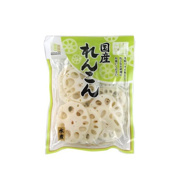 国産れんこんスライス水煮120g(国内産蓮根)煮物や炒め物など色々なお料理にお使いください。(レンコン水煮　和え物 和風料理)