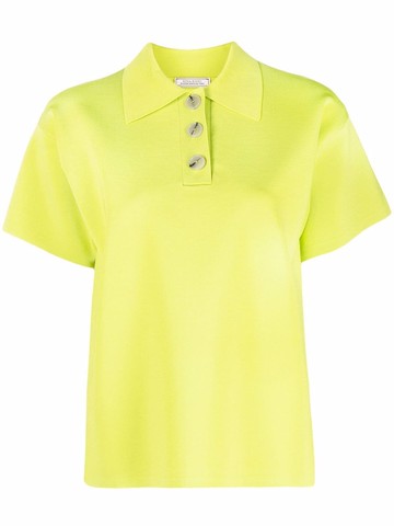 Nina Ricci - button-front short-sleeved polo shirt - women - Spandex/Elastane/Viscose/Polyamide - M - Green