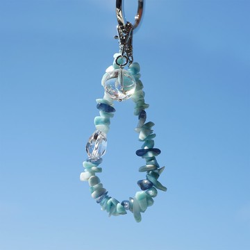 Larimar 與 水晶・藍線石 的背部掛飾・鑰匙圈 環礁