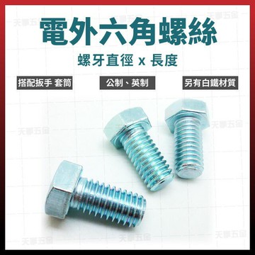 1/4" 電鍍 外六角螺絲 [天掌五金]【領券滿額再折千7/31止】