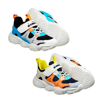 兒童款-DIADORA小河豚兒童運動鞋13150黑藍桔/13151藍灰黃