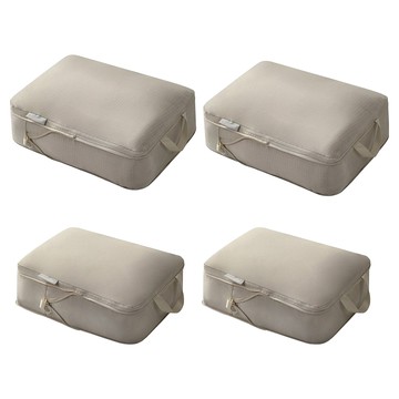 大容量手拉式雙拉鍊衣物壓縮袋  M(34 x 26 x 8cm)2個 + L(40 x 30 x 10cm)2個  4件  1組