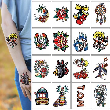 🇹🇼現貨 old school 系列16張 紋身貼紙 刺青貼紙【T28A】微刺青 假刺青 小清新 防水 紋身貼 刺青貼