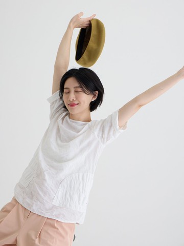 皺皺雲七分袖上衣-皺皺雲(白)