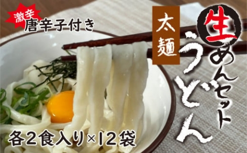 生うどん太麺１２袋セット　自家製激辛とうがらし付き