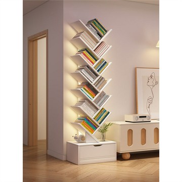 公司貨附發票 電視旁邊置物柜樹形落地書架客廳書柜簡易展示柜立式墻邊柜收納架 快速出貨