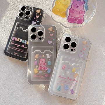 [CA1839]❥Gummy Bear*可愛小熊軟糖-客製化*氣墊卡夾殼卡包殼防摔殼/插卡殼/IPHONE7-14賣場