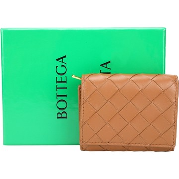 BOTTEGA VENETA 寶緹嘉  Intrecciato 小羊皮編織三折短夾(棕色)