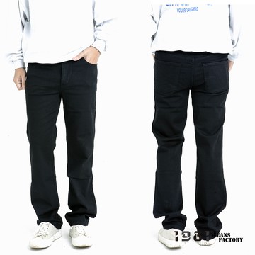 1981牛仔褲/台灣製造黑色彈力中直筒褲/休閒褲#36069