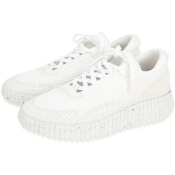 CHLOE 蔻依 Nama 編織拼接尼龍厚底運動鞋(白色)