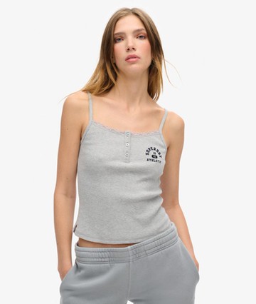 Superdry Women's Women's Athletic Essentials Graphic Button Cami Grey / Grey Marl - Size: 6-8 Size: 2-4