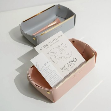 lussuoso｜北歐風皮革化妝品收納盒 - 灰