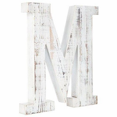 並行輸入品 アンティーク調ホワイトアルファベット壁飾り/Free Standingモノグラムレター M