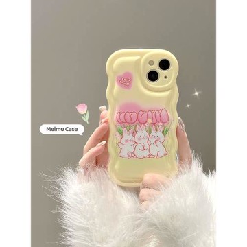 波浪邊郁金香兔子適用三星a54手機殼硅膠a53/a52日韓a22小清新a73小眾少女s23ultra/s22+全包s21fe保護套s20