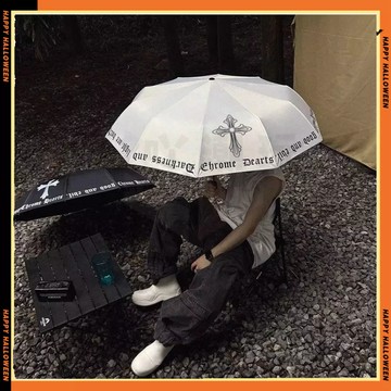 新款發售潮牌十字架雨傘全自動加大雙人太陽傘男女街頭風晴雨兩用黑膠防曬
