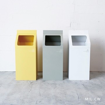 日本 YAMATO工藝 MIL.CW 北歐風格大開口木製垃圾桶 7.8L - 灰色