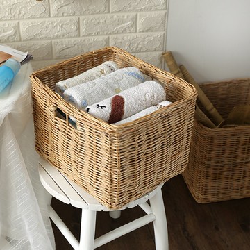 藤編收納筐 手工藤編收納儲物筐 戶外美式整理裝飾籃盒子