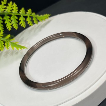 高品質 玻璃體茶晶手鐲 63MM 冰透仙女條煙晶手環 招財辟邪保護