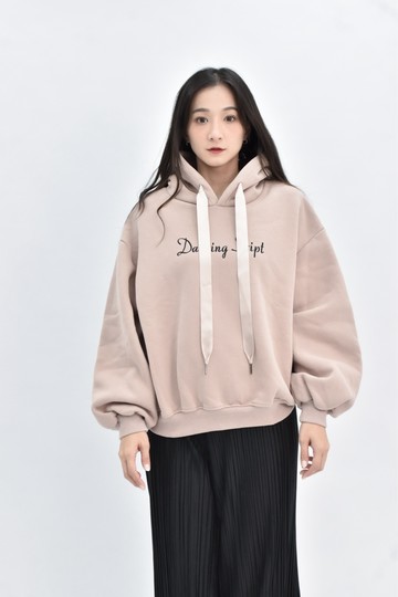 (F) han yi hai fashion 內刷毛連帽藕粉色長袖上衣
