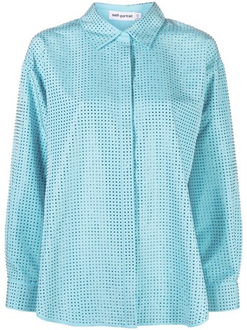 Self-Portrait `Hot Fix` Taffeta Oversized Shirt