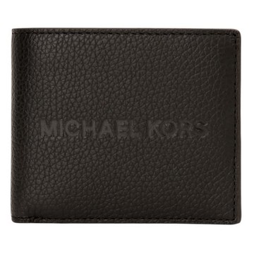 MICHAEL KORS-壓印字母LOGO荔枝紋皮革零錢袋短夾(黑)