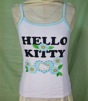 【震撼精品百貨】Hello Kitty 凱蒂貓~細肩花粉_背心_藍