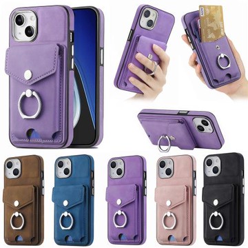 跨境新品適用iPhone16Pro電鍍膚感卡包手機皮套指環支架蘋果15殼