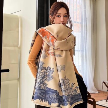 外搭披肩披風斗篷加厚保暖中國風毛毯子大圍巾女春秋冬季圍脖兩用