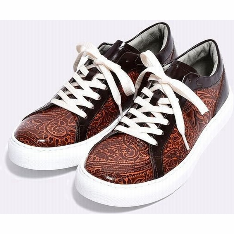 レザー スニーカー ペイズリー 型押し ブラウン 大人 人気 メンズ シューズ ウエアライト ソール バジョルゴ Bajolugo 通販 Lineポイント最大0 5 Get Lineショッピング