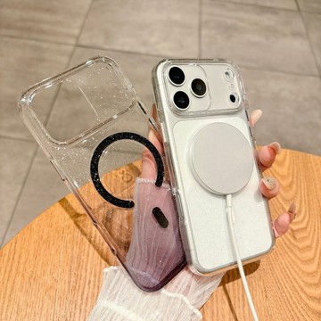 閃粉手機殼 漸變雙色 Magsafe磁吸 簡約透明硬殼 適用於 iPhone 17 16 15 14Promax 手機殼