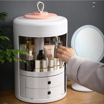 桌面家用大容量置物架旋轉化妝品收納盒防塵【雲木雜貨】