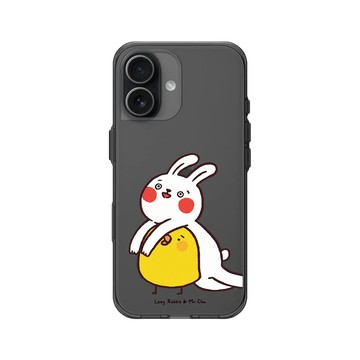 iPhone 17 Clear (相機按鈕) 酷墨灰 - 懶散兔與啾先生 Lazy Rabbit and Mr.Chu - 黏著你