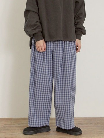 格紋/素面繭型長褲(0F000552710) - Samansa Mos2