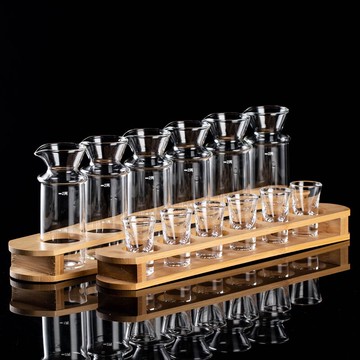 耐熱玻璃2兩分酒壺家用白酒杯套裝刻度分酒壺黃酒溫酒壺一口酒杯