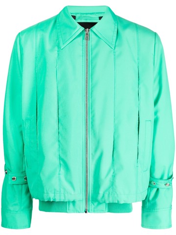 SONGZIO - pleat-detail zip-up shirt jacket - men - Wool - 48 - Green