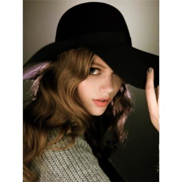 歐美小辣椒羊毛呢英倫復古女禮帽春秋防曬帽子約會外搭高檔大沿帽