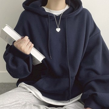Vuja de  純棉  純色連帽衛衣  帽t  薄衛衣 長袖上衣 oversize   刷毛  設計感   寬鬆上衣