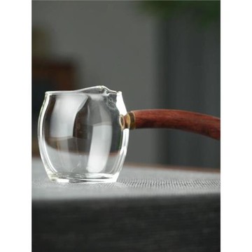 側把耐熱玻璃木把公道杯茶海加厚家用簡約高端功夫茶具高檔分茶器