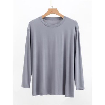 莫代爾男士睡衣長袖單件上衣薄款睡覺春秋款t恤夏季非純棉家居服