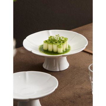 高腳茶點涼菜冷菜盤禪意酒店會所創意餐具精致高足盤子點心小吃碟