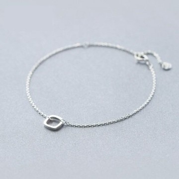 925純銀手鍊 手環-時尚簡約鏤空方形生日情人節禮物女飾品73dp62【獨家進口】【米蘭精品】