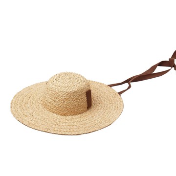 草帽遮陽帽-圓頂大簷手編綁帶女帽子2色73zr60【獨家進口】【米蘭精品】