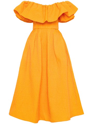 Rebecca Vallance - Aurora strapless midi dress - women - Nylon/Polyester - 4 - Yellow