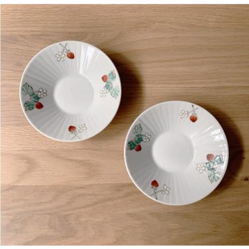 日本制九谷燒川合孝知作家手繪高級草莓咖啡碟早餐盤沙拉甜品碗