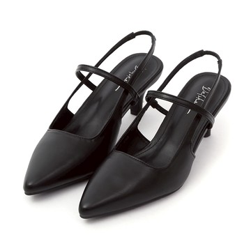 D+AF 一穿愛上尖頭低跟後空跟鞋